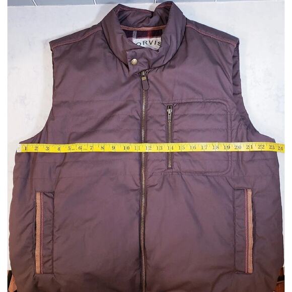 Orvis Insulated Cotton Vest Flannel Lining Brown Outdoor Sporting Men's Large - Picture 11 of 13